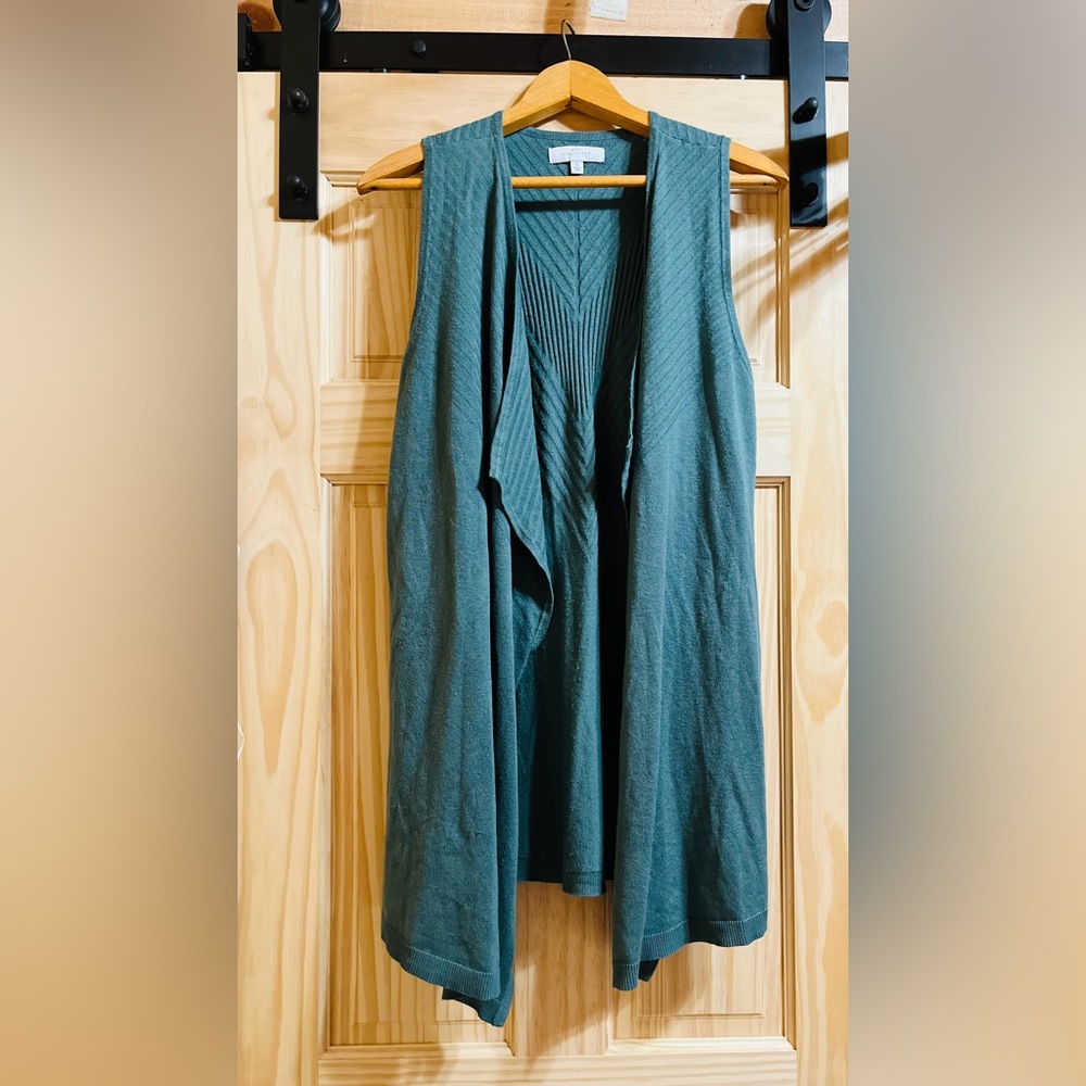 🔴 New Direction Drape Front Vest Open Front Sleeveless Cardigan - Picture 2 of 12